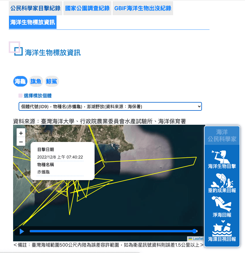 20221215大義宮海龜野放標記